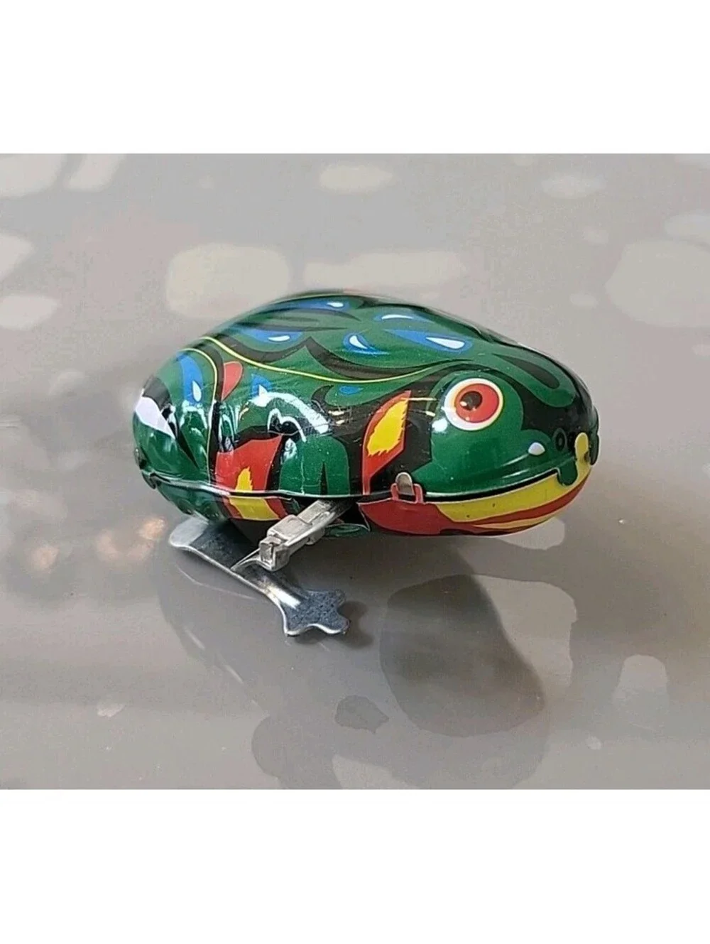 Vintage Tin Litho Hopping Jumping Frog Wind Up Toy M-01 NOS Mint Working